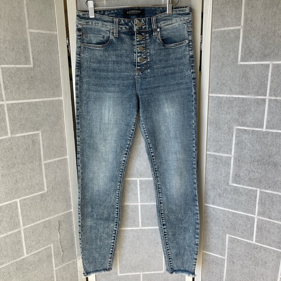 Liverpool Denim - Liverpool Button Fly Frayed Ankle Skinny Jeans